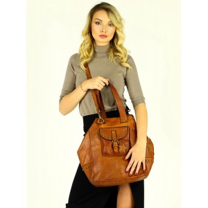 05■ Shopper Handtasche Schwarz & Beige Leder mit reißverschluss 
